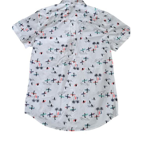 NWT Tucker + Tate Boys Short Sleeve Button Shirt White Surf Print Small 7-8 - Picture 8 of 9